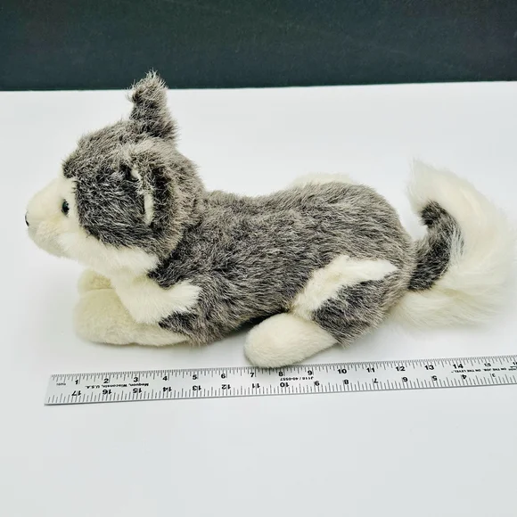 1996 Husqvarna Siberian Husky Wolf Dog Plush Puppy 15” Laying Stuffed Animal - Picture 7 of 10